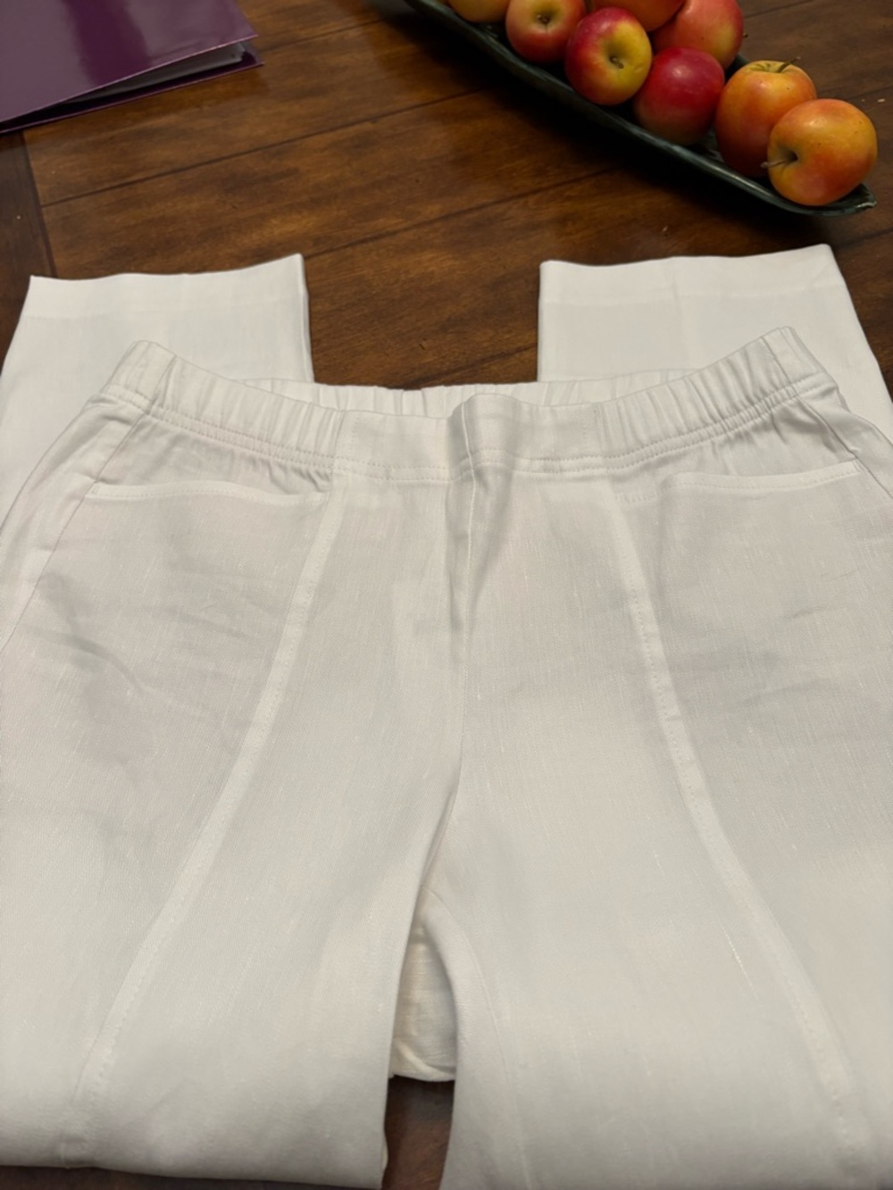 J. Jill White Linen-Blend Pull-On Pants